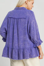 Umgee Blouse Plus Size Size Electric Purple Mineral Washed Cotton Gauze Top 0621475d-505c-45b0-97c4-7134f2fcf5ea-Max Trendsi