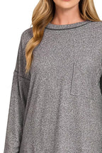 Zenana Womens T-Shirt Black Soft Melange Hacci Round-Neck Long Sleeve 0628979c-6025-48f7-8c46-8c7e1919505c-Max-Origin Trendsi