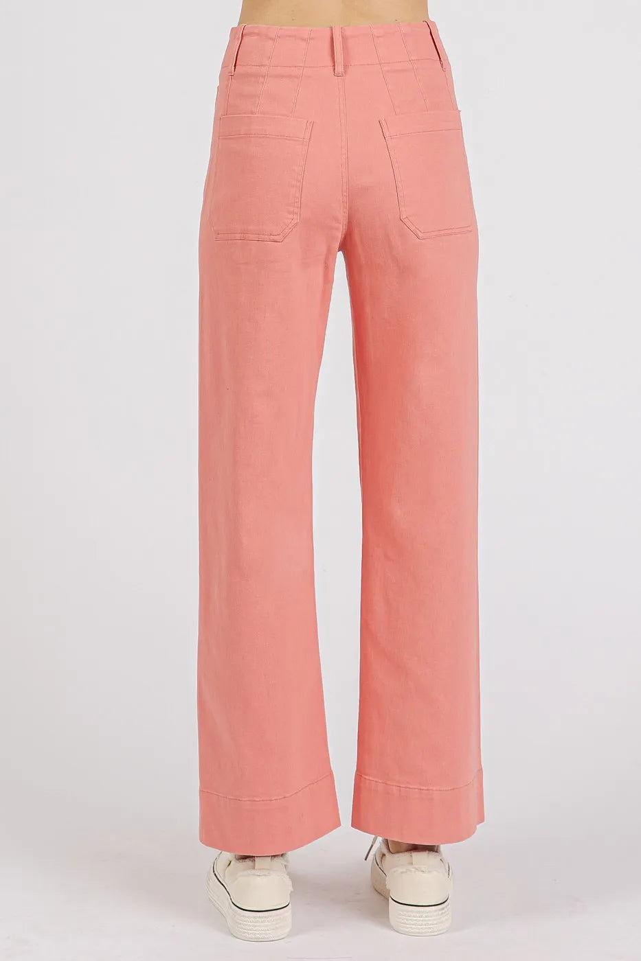 Mittoshop Wide Leg Pants Coral Pink Twill Patch Pocket High Rise 0660ef6e481344a3be3d8a5bcaba32ee-Max-Origin Trendsi