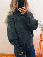Women's Sweater Ribbed Knit Turtleneck Long Sleeve Pullover 0689ac664970496681e3f0edf39734a3-Max-Origin Trendsi