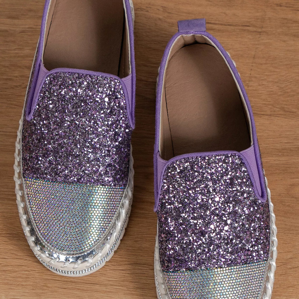 Rhinestone Sequin Round Toe Platform Loafers 069215a5b0a945be806c4676b82a3f83-Max-Origin Trendsi