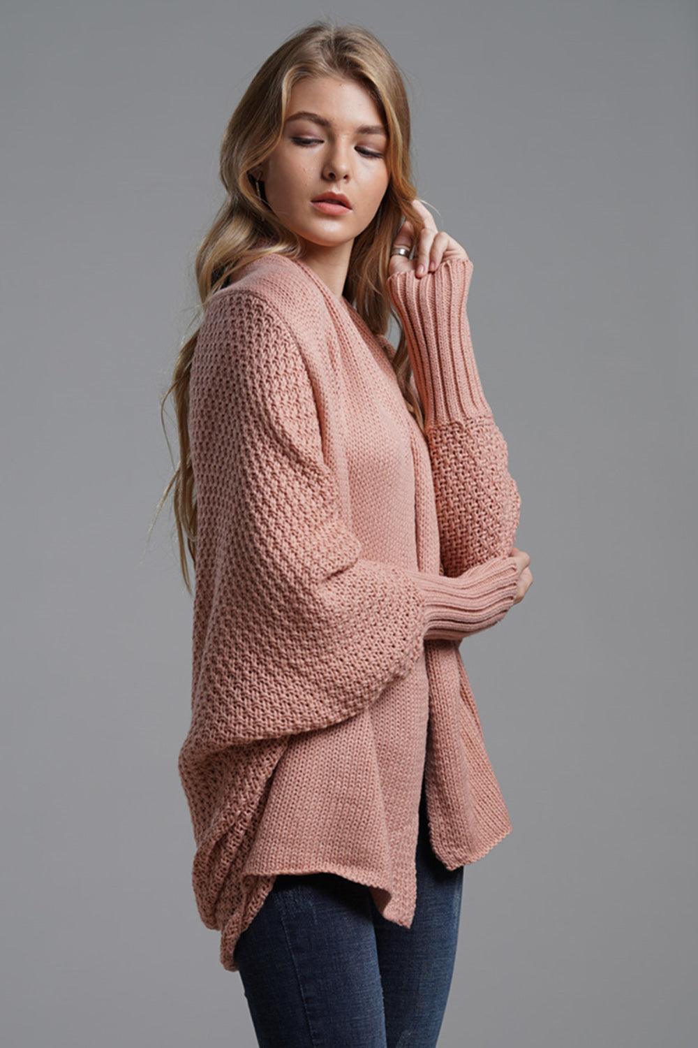 Knit Cardigan Oversized Batwing Long Sleeve Open for Women