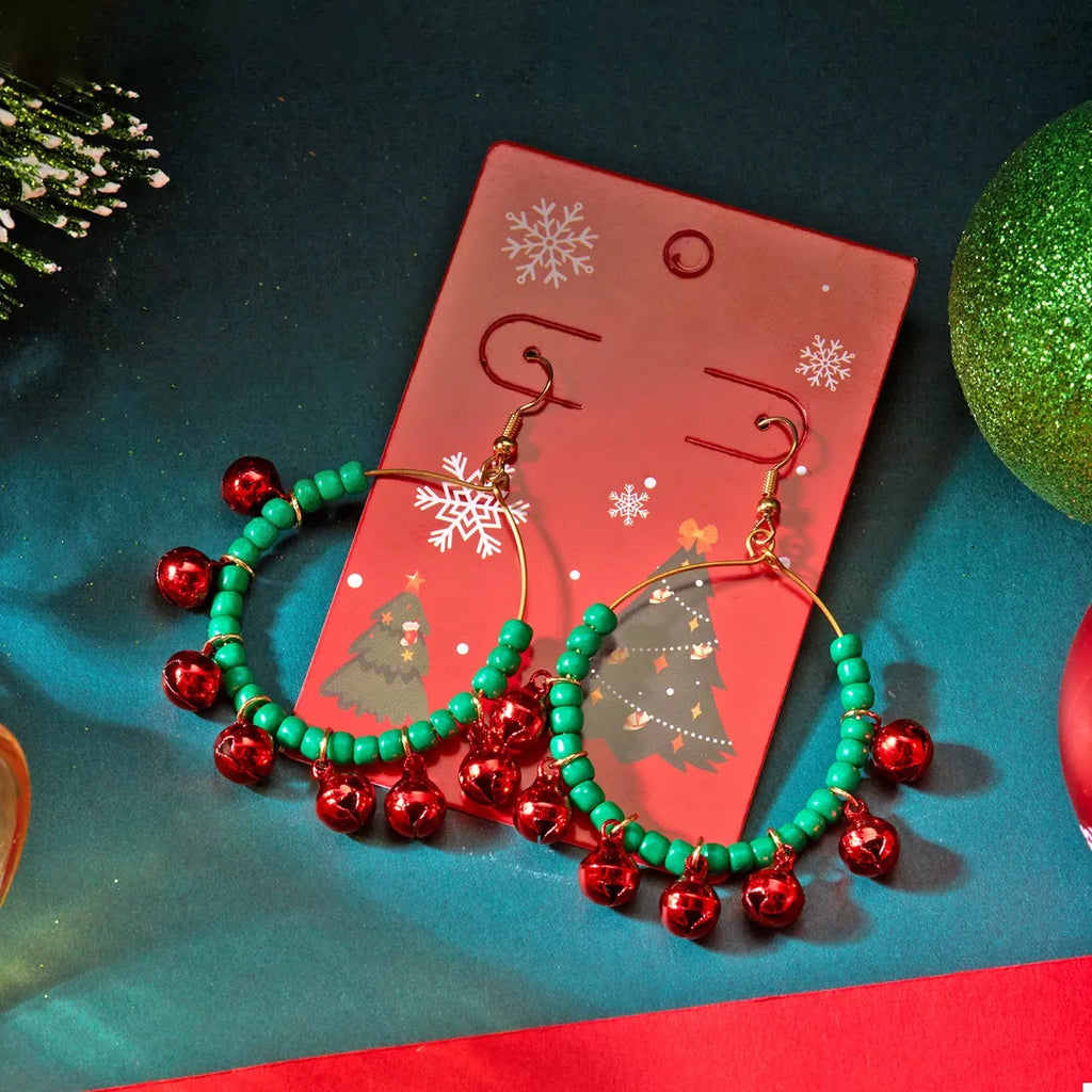 Christmas Beaded Hoop Earrings with Jingle Bells Millet Pearl Jewelry 06aadb98-56c6-41de-965f-ed9e73d0e7b0-Max-Origin Trendsi