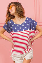 BiBi Cotton T-shirt US Flag Star Rpinted with Stripe Combo Top 06cc83a1f7184049b828907d6369c442-Max-Origin Trendsi