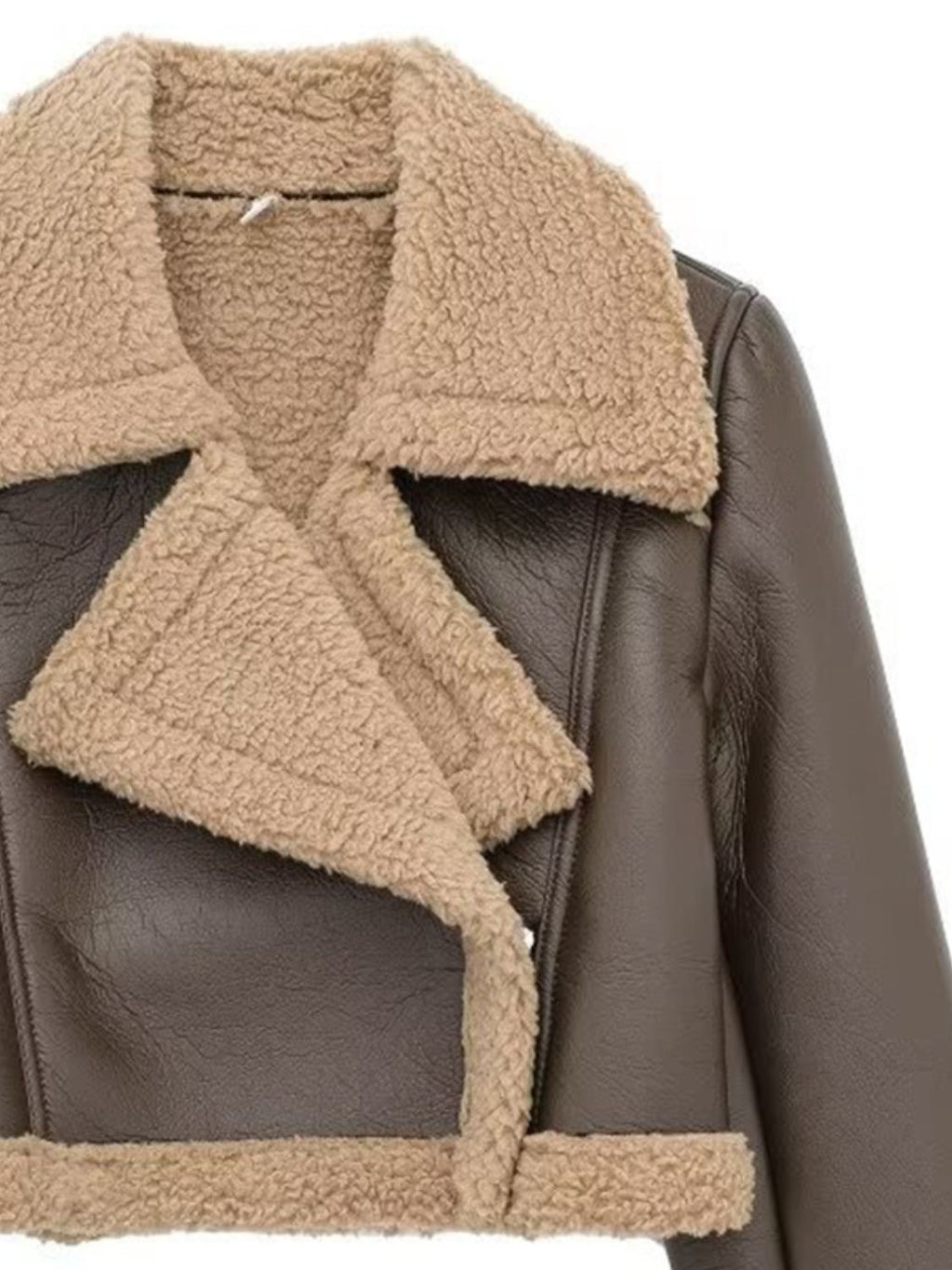 Women Faux Leather Cropped Jacket Collared Neck Long Sleeve Plush Lined 06ea1dbb-4df8-48d2-ba31-0f462ecdbd13-Max Trendsi