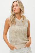 BiBi Womens Top Pearl Beaded Knitted V Neck Sleveless Blouse OATMEAL 06ffa87dbb9a44dbb00da392255ea5d4-Max-Origin Trendsi