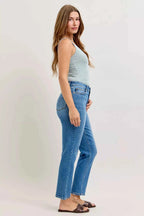 Judy Blue Straight-Leg Jeans High-Waisted Medium Wash Blue Denim Pants 07043ad8-6372-4821-a16b-820bea014661-Max-Origin Trendsi