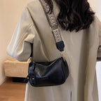 Wide Strap Crossbody Bag - Small PU Leather Shoulder Bag, Imported