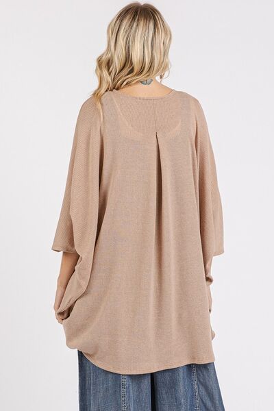 Mittoshop Cardigan Open Front Batwing 3/4 Sleeve Camel 074e0478-bf03-43db-a961-792d107a08f0-Min Trendsi