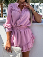 Women's Outfit Set Shirt Button Up Long Sleeve Top and Ruffled Skirt Lightweight 07578e79-9abb-4f68-99e2-89d5849d71e8-Max-Origin Trendsi