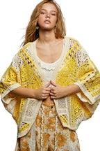 POL Crochet Cardigan Yellow Multi Open Front with Scalloped Edge YELLOW MULTI One Size 07781c92-0794-4fc5-a855-b555e7dc3064-Max-Origin Trendsi