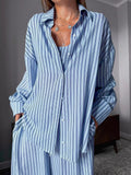 Striped Cami & Shirt and Pants Lounge Set