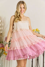 ADORA Mini Dress Ruffled Tiered Swiss Dot Mauve Multicolor Strappy Mauve Multicolor 07835102-1a23-4095-b31d-da2de0be954d-Min Trendsi