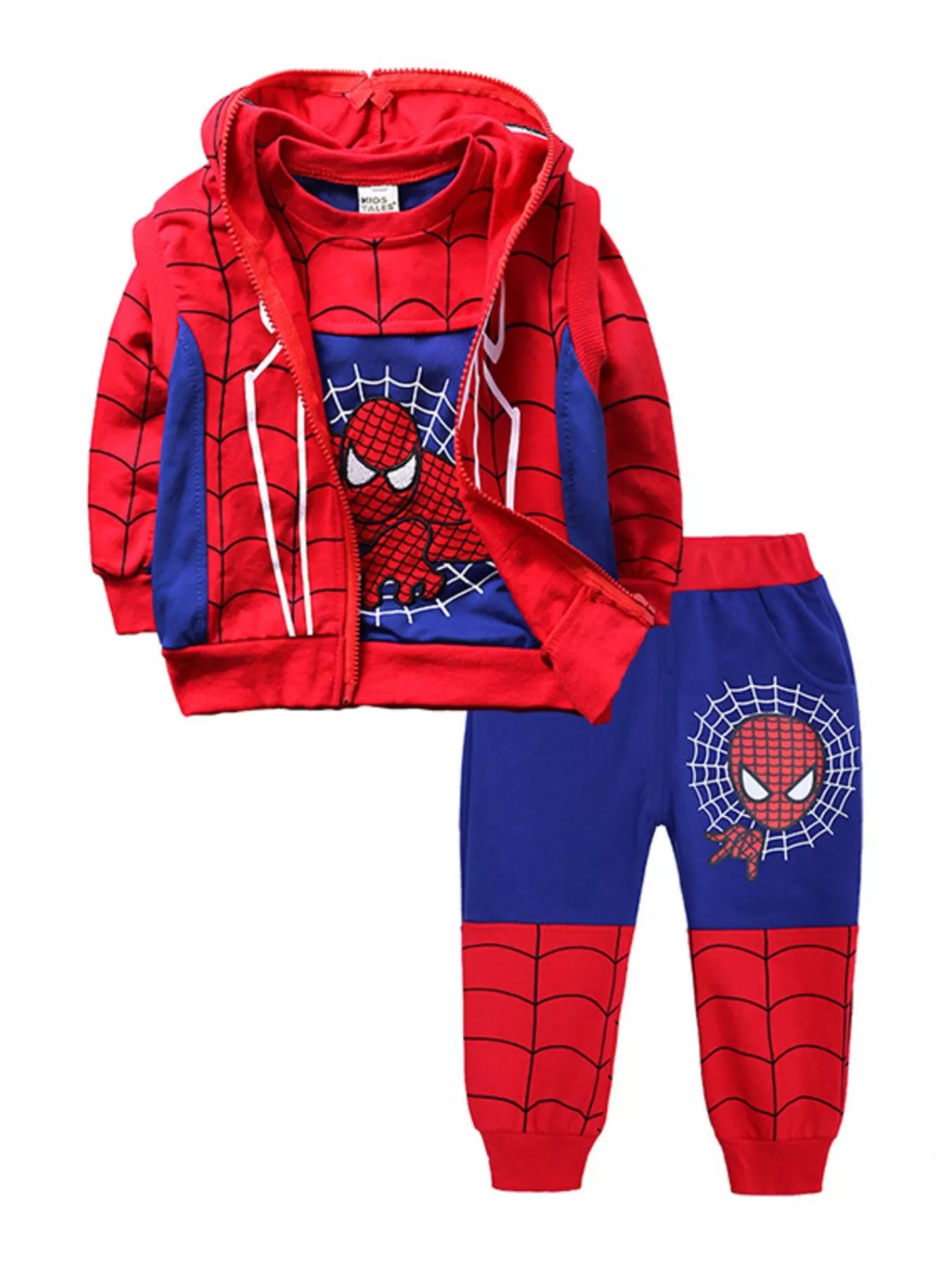 Boy's Spiderman Set Red Children's 3-Piece Outfit Set Blue Suit