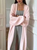Women Cardigan Longline Open Front Fuzzy Knit Brushed Soft Acrylic Solid 078e02c9-9617-42b0-8ba3-5f3124d93f28-Max Trendsi