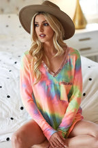 BiBi Womens Tie Dye Top V-neck Terry Pastel With Sequins Long Sleeve 079ceeab81a94325a703b38b0fa6d4df-Max-Origin Trendsi