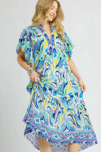 Umgee Midi Dress Paisley Printed Pastel Blue Short Sleeve Tiered Oversized 07a5b404-e7da-4493-a790-6cf42e7aa6bf-Max-Origin Trendsi