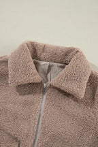 Plush Jacket Zip Up Long Sleeve Coat Outwear 07aa6be5-80ba-42b2-9cad-7a7f54975fff-Max Trendsi