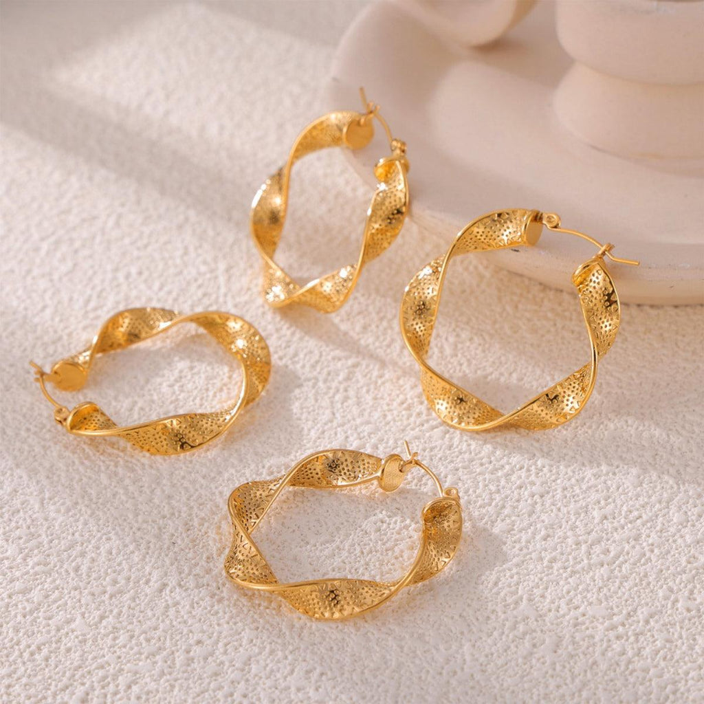 Twisted Earrings 18K gold-plated Titanium Steel Jewelry 07b2a12a-d3d8-4247-ab3c-8a139531ac2e-Max Trendsi