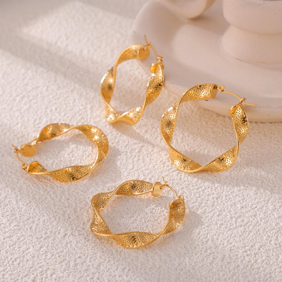 Twisted Earrings 18K gold-plated Titanium Steel Jewelry 07b2a12a-d3d8-4247-ab3c-8a139531ac2e-Max Trendsi