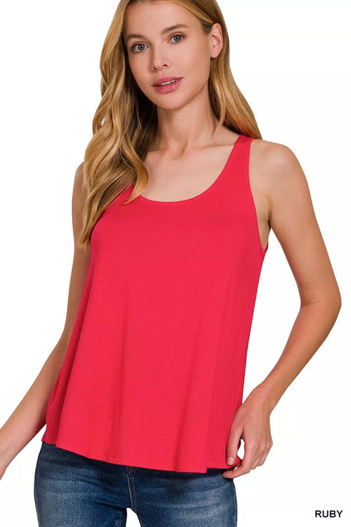 Zenana Flowing Hem Rayon Sleeveless Tank Top