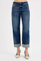 RISEN Womens Barrel Cuffed Jeans Slouchy Crop Dark Washed Denim 08386041-7c03-4991-b3e6-2227aa83c99e-Max-Origin Trendsi