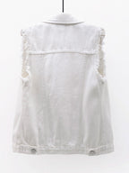 Denim Jacket Women's Raw Sleeveless Flap Pockets Plus Sizes S-5XL 0845cdc9-9ada-4163-b736-4431f796d6de-Max Trendsi