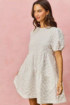SO ME Floral Mini Dress White Jacquard Diagnol Tiered Short Sleeve 0877d0b0b61c4a3fb2705180d428e345-Max-Origin Trendsi