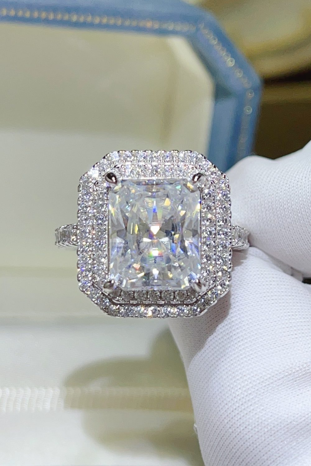 Silver Ring 2 Carat Moissanite Square Stone 925 Sterling Platinum-plated 088f7b56-979c-4696-b8fa-5c0e6bebcb2d-Max Trendsi