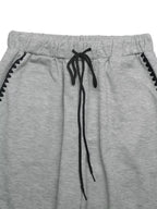 Women's Pants Cotton Gray Wide-Leg Drawstring Pocketed with Trim Joggers 0893bd2e087943f4beae5922bfd6d210-Max-Origin Trendsi