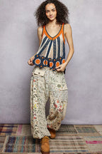 POL Flowy Tank Top Indigo Multi Stripe Pattern Openwork Knit with Scalloped Edge 089433a0-d62e-45a7-a073-62d2bd7aa156-Max-Origin Trendsi