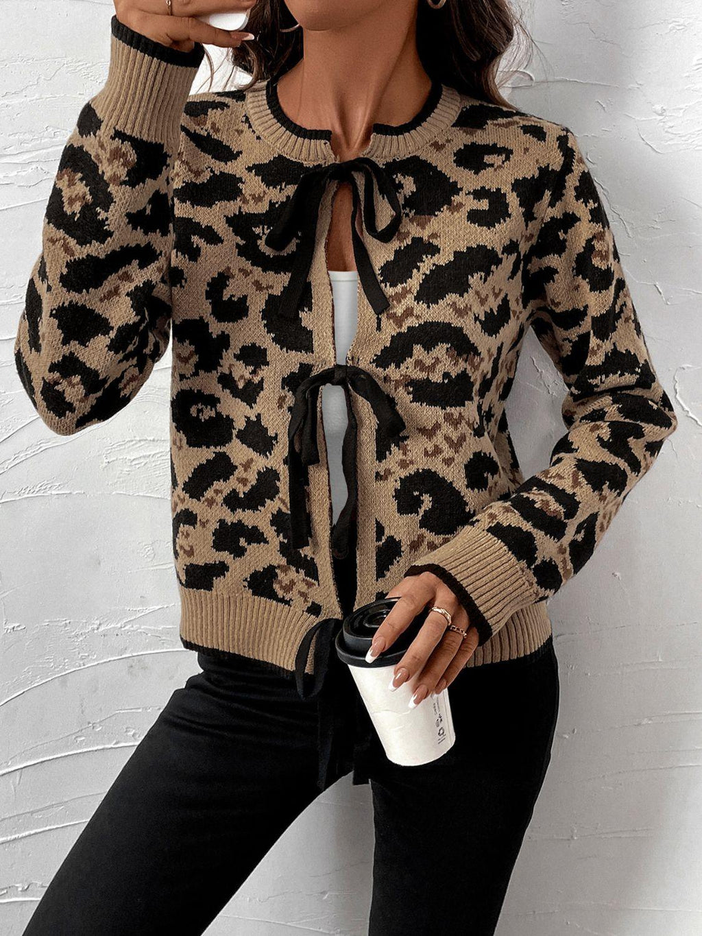 Leopard Cardigan Perfee Bow Tied Closure Long Sleeve Knitwear 090d3c4a-aa2c-47cf-90fe-6a3a495956a2-Max Trendsi