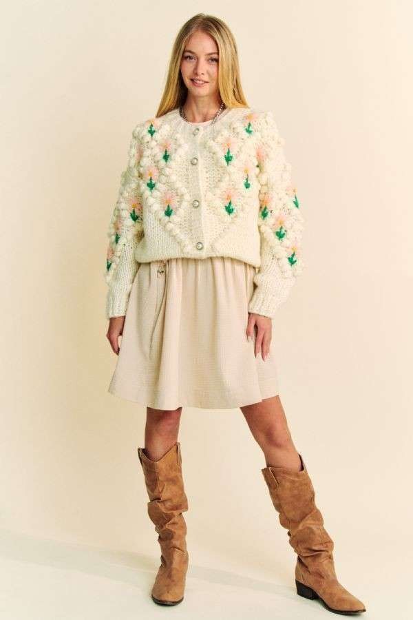 Davi & Dani USA Cardigan Floral Embroidery Pattern Button Down Long Sleeve 09326d85-adb5-4f87-98dd-789f959f4fa5-Max Trendsi
