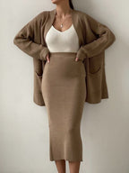 Outfit Set Women Knit Cardigan and Skirt Acrylic 2 Pcs Pocketed Long Sleeve 0952f460-d7fa-408e-95eb-a86548de5d6c-Max Trendsi