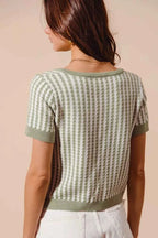 SO ME Knit Cardigan Sage Green Textured Vertical Stripe Tie Front 098516b9-6fcb-4e0a-bd79-10f04029e4cc-Max-Origin Trendsi