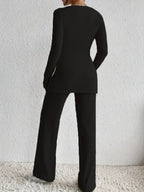 Women's Outfit Set Crisscross Surplice Top Long Sleeve and Pants Sets 098b72d6-02f0-4f70-9f91-73ddc82e8789-Max Trendsi