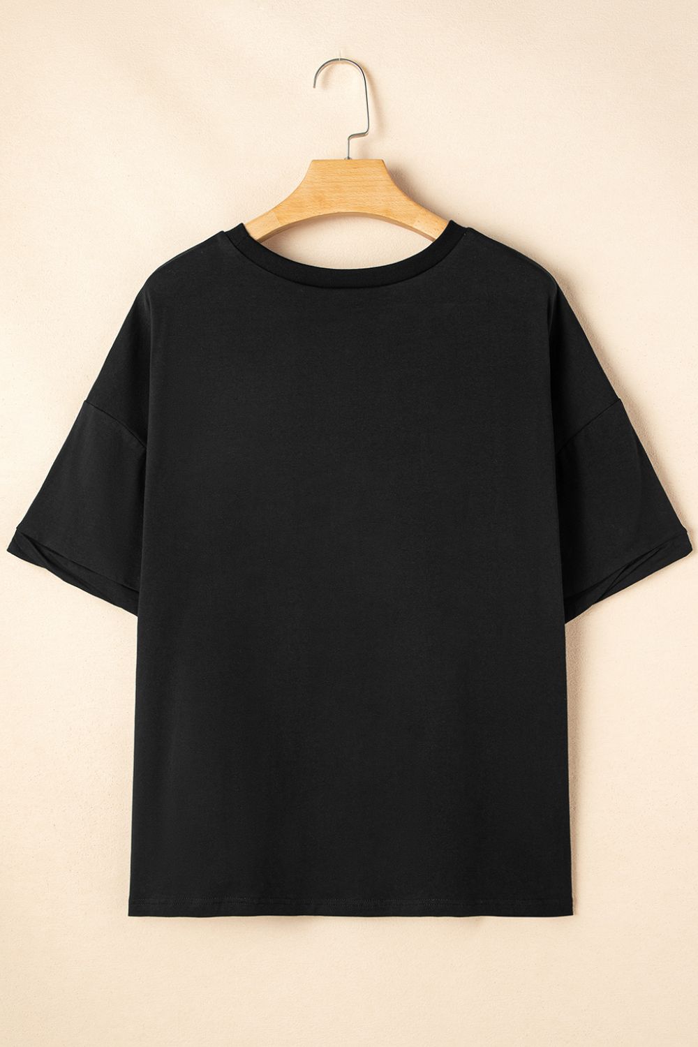 Black T-Shirt Sequin Strawberry High Low Half Sleeve Relaxed Fit Top 099e9119-0265-43c1-96e1-8264dfe5b09c-Max Trendsi