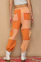 POL Jogger Pants Orange Red Cotton Drawstring Pocketed Contrast Seams 09b73860-8b40-44b2-b73a-89bb1aea8dcc-Max-Origin Trendsi