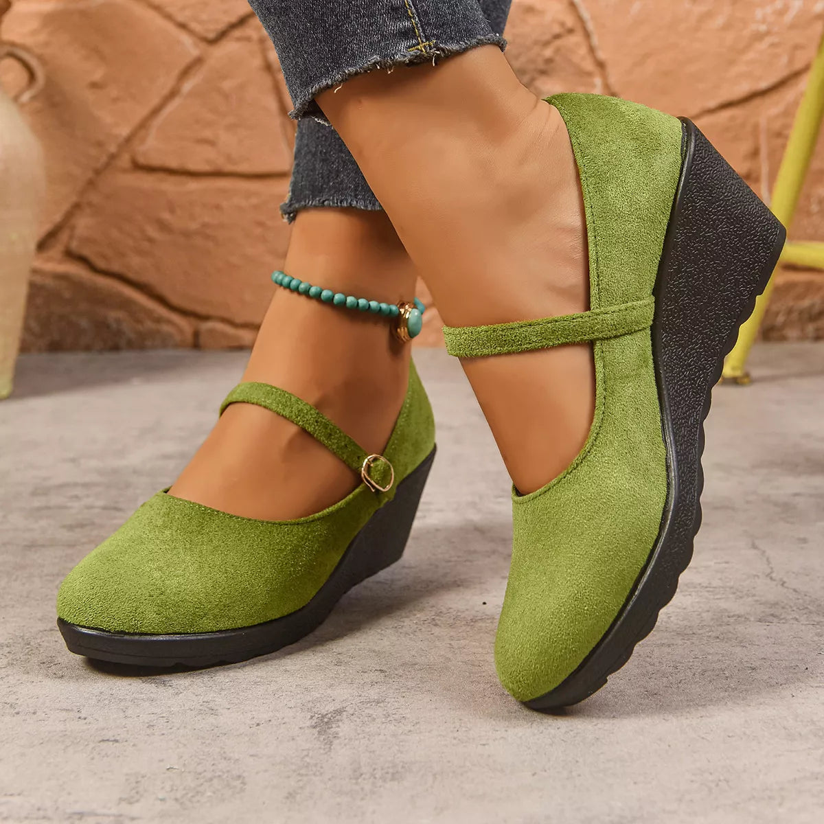 Women's Loafers Faux Suede Round Toe Wedge High Heels Shoes 09d793b054974c7980b7dbbbb010d1f5-Max-Origin Trendsi