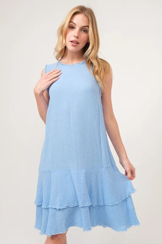 And The Why Tiered Dress Light Blue Washed Fringe Detail Sleeveless 09ebf792d1104f929377bb7bb3cac8b5-Max-Origin Trendsi
