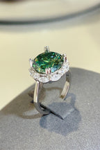Silver Ring 5 Carat Moissanite Dark Green Round Stone 925 Sterling Jewelry 09fbce5f-5968-41d1-bb1b-95bb24c7e4c9-Max Trendsi
