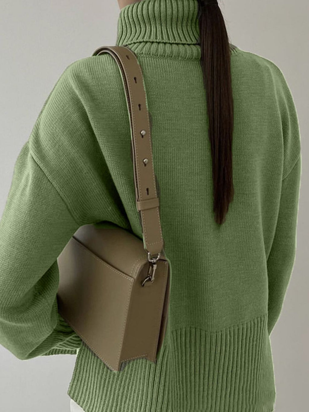 Women Sweater Side Slit Turtleneck Drop Shoulder Long Sleeve Soft Pullover 09fd5574-e587-4ae1-a40e-018534c0fc4c-Max Trendsi