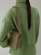 Women Sweater Side Slit Turtleneck Drop Shoulder Long Sleeve Soft Pullover 09fd5574-e587-4ae1-a40e-018534c0fc4c-Max Trendsi