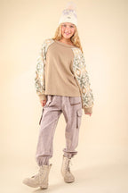 VERY J Printed Long Sleeve Round Neck Knit Top 0a095b1b-971d-4253-bb4f-ff9e81bd6070-Max Trendsi