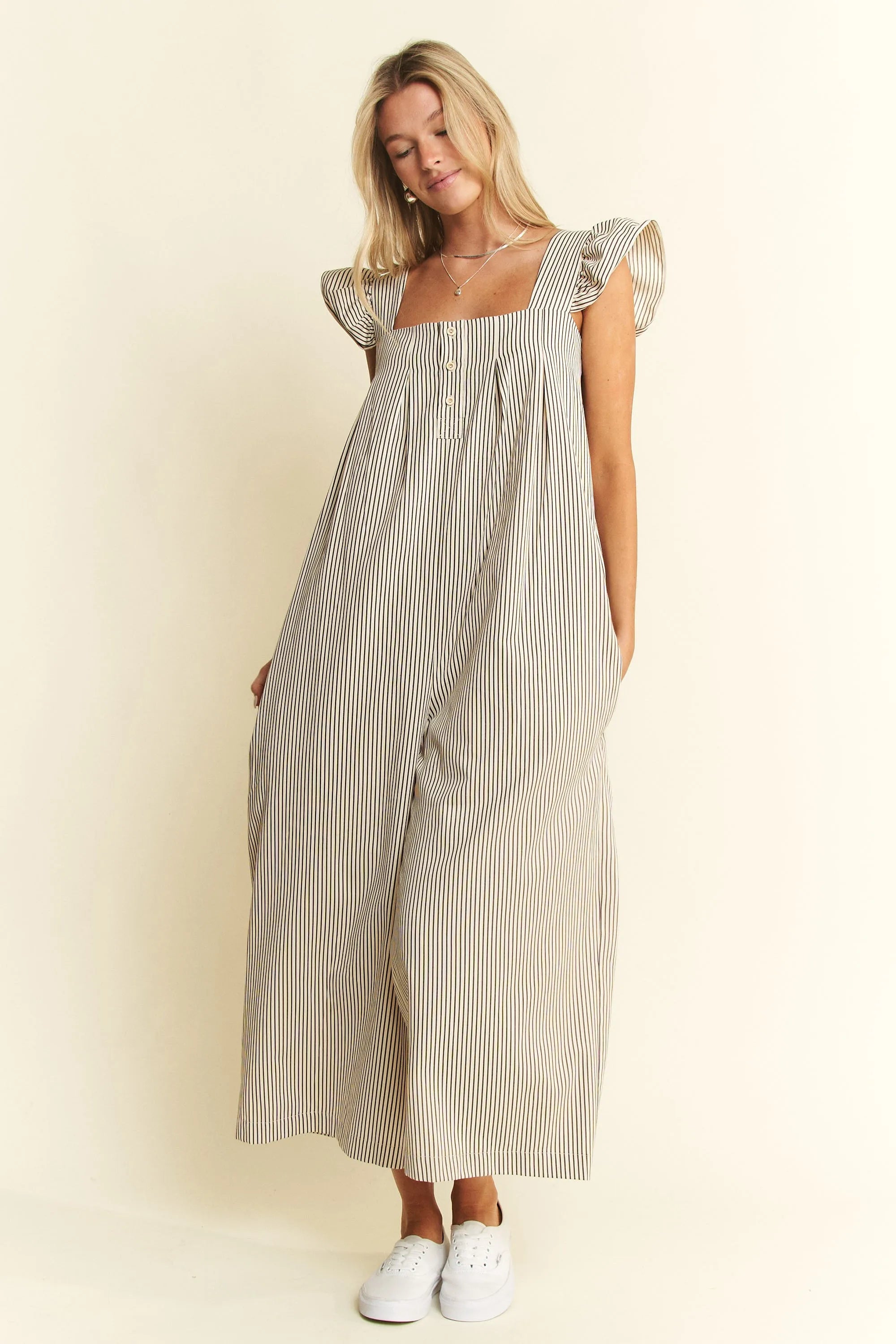 Jade By Jane Jumpsuit Women Stripe Sleeveless Ruffle Wide Leg Pocketed 0a2c0c152130489f8f63b8a4bc5e119e-Max-Origin Trendsi