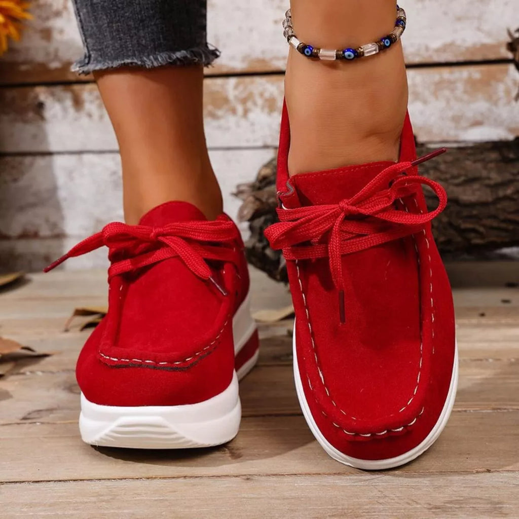 Women's Sneakers Round Toe Platform Mid Heels Shoes Red 0a406f30c4e848b88573e354af988bdc-Max-Origin Trendsi