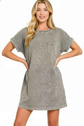 Zenana Cotton T-Shirts Dress Halo Washed Premium Short Sleeve ASH BLACK 0a7e169e-0dd7-420e-a8a9-76155c97925b-Max-Origin Trendsi