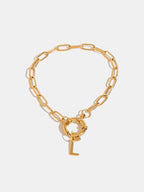 Women Bracelet 18K Gold-Plated Chain Letter L Stainless Steel Jewelry Gold One Size 0aa8b04f-c548-4791-96af-056b41dcecd4-Max Trendsi