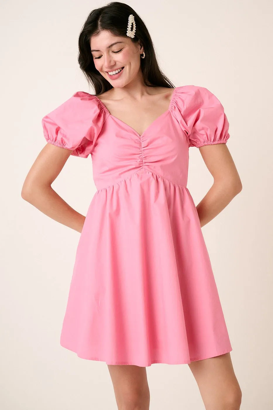 Mittoshop Mini Dress Pink Sweetheart Puff Short Sleeve Smocked 0aa9bd87ec0f49f08f560a41d6ee89ea-Max-Origin Trendsi