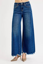RISEN Womens Jeans Ankle Wide High Rise Raw Hem Dark Wash Plus Sizes 0aaf554243b3445880be427c8c68dca5-Max-Origin Trendsi